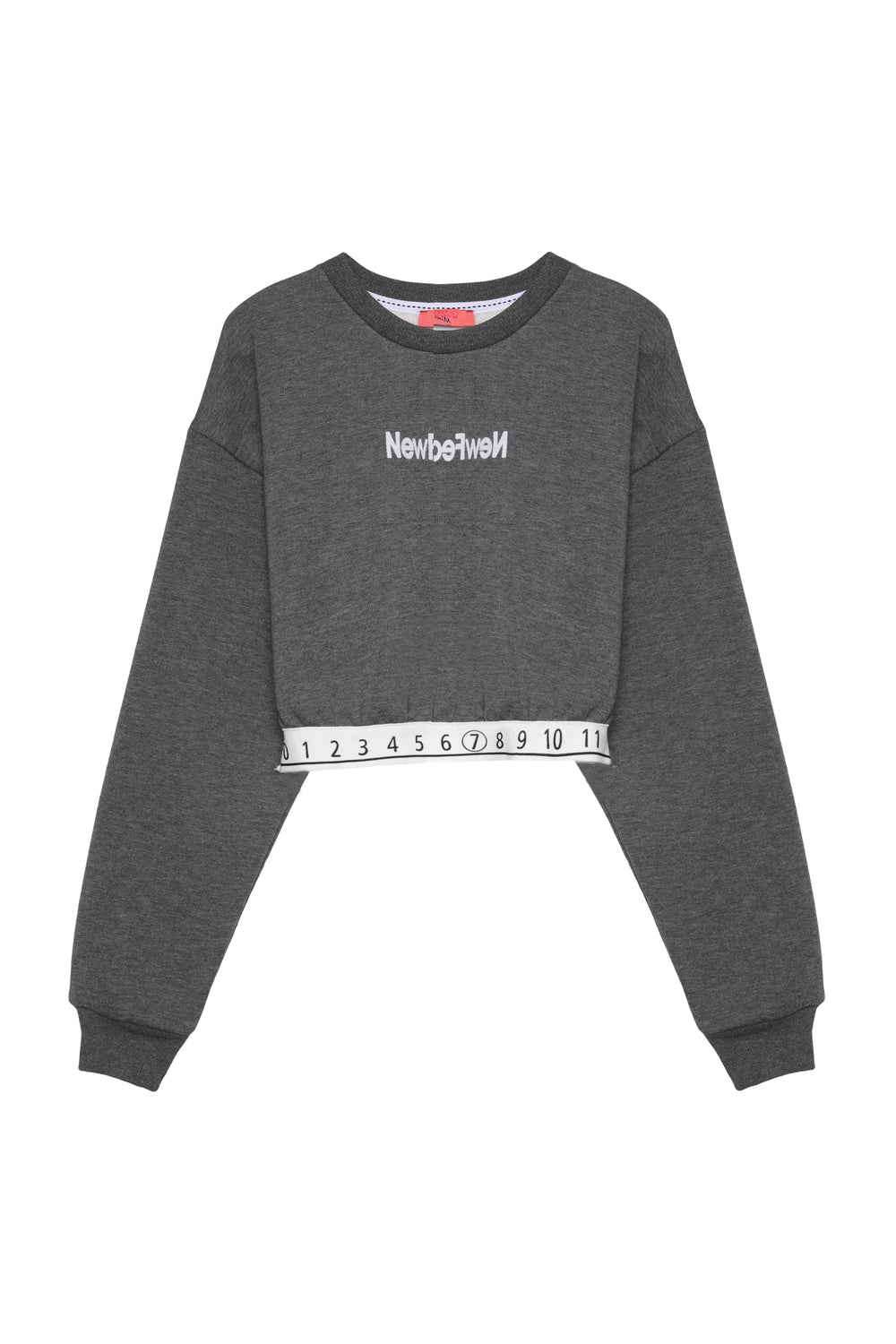 Beli Sayı Detaylı Crop Sweatshirt Antrasit