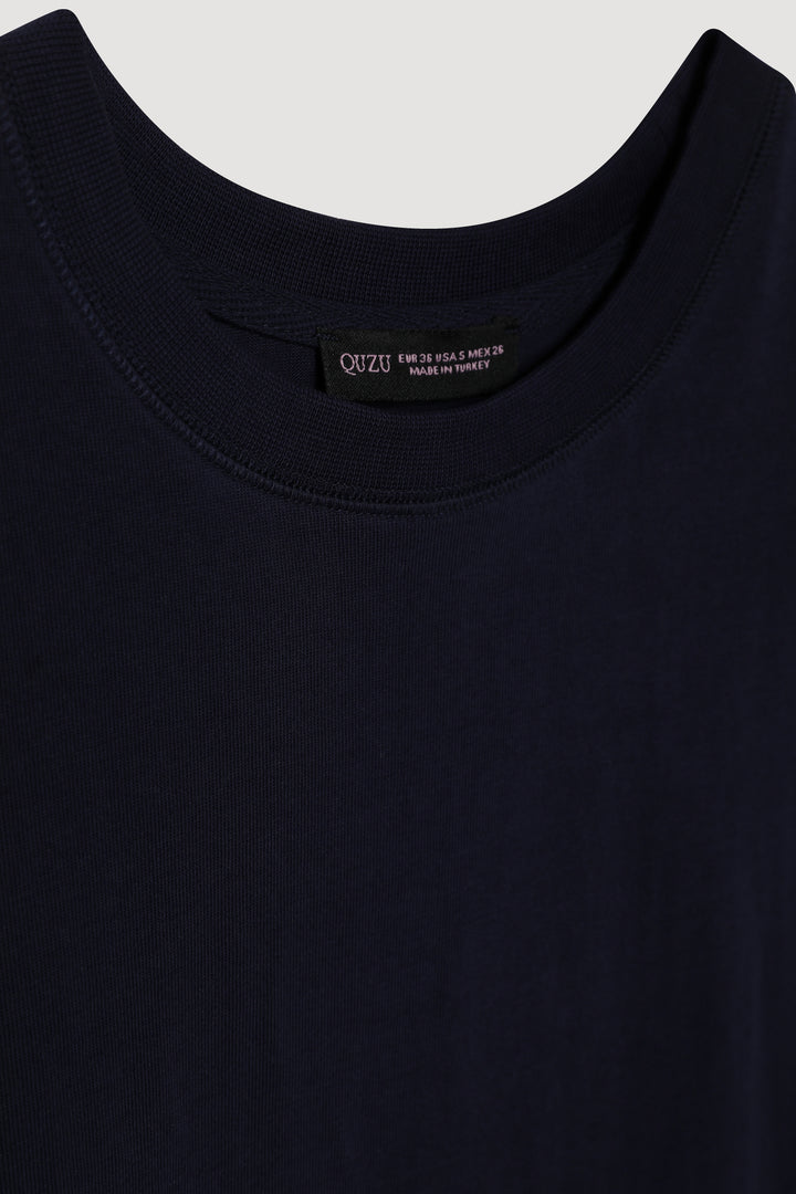 Oversize Basic Tişört Lacivert