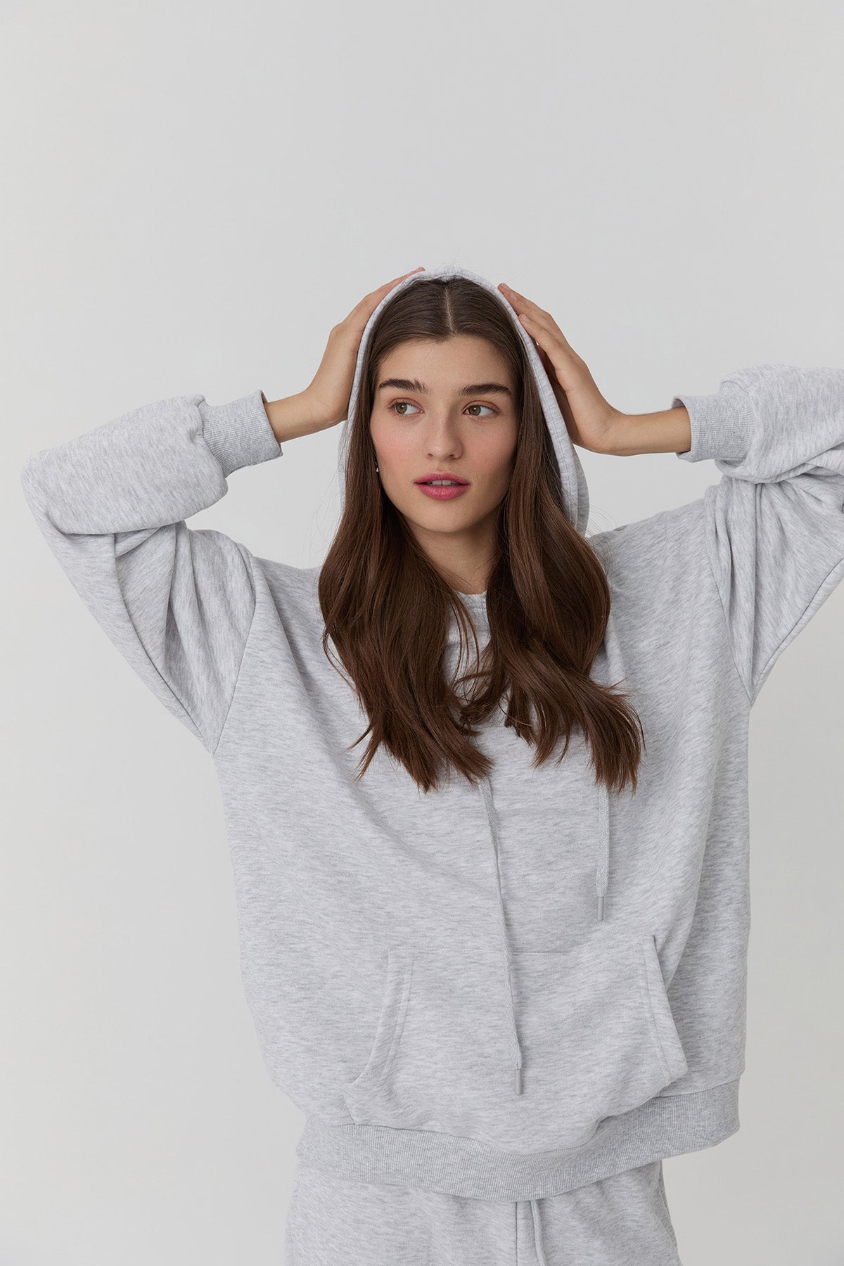 Oversize Kapüşonlu Sweatshirt Gri