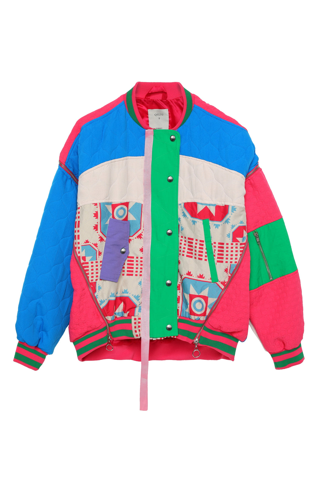 Renkli Kapitoneli Ceket Fuşya