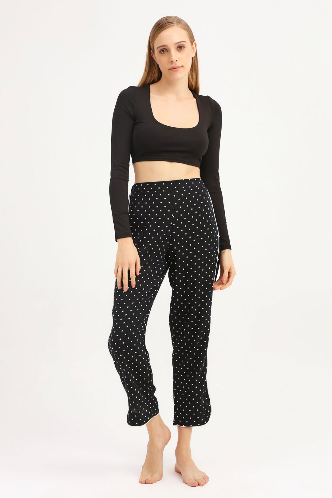Puantiyeli Pijama Altı Siyah