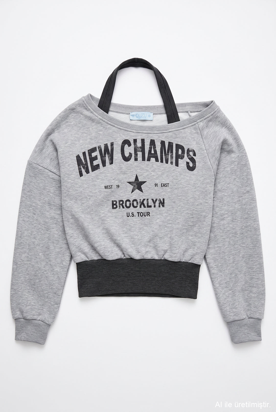 Halter Garnili Baskılı Sweatshirt Grimelanj