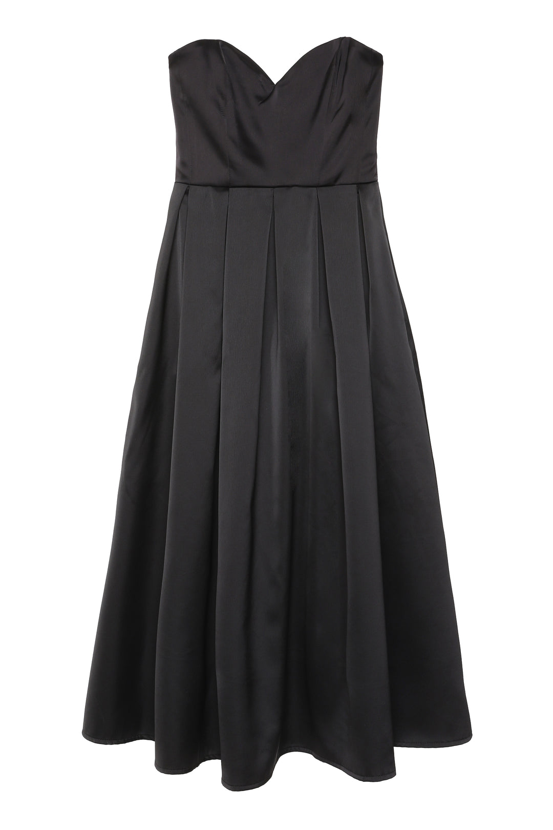 Kalp Yaka Straplez Pileli Elbise Siyah