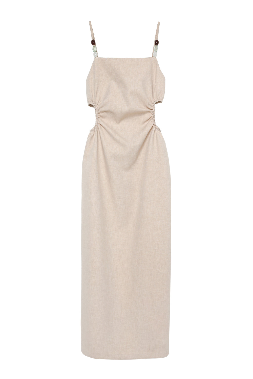 Cut Out Detailed Midi Dress Beige