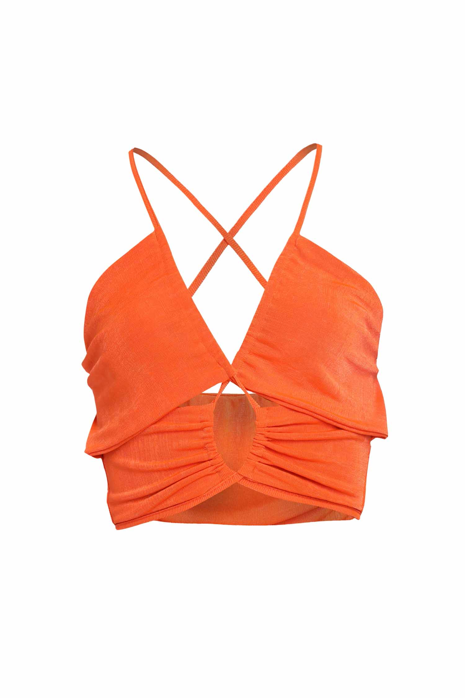 Cross Back Crop Blouse Orange