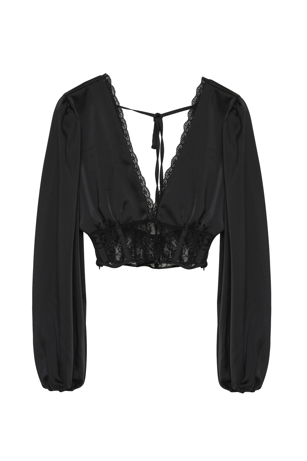 Backless Lace Blouse Black