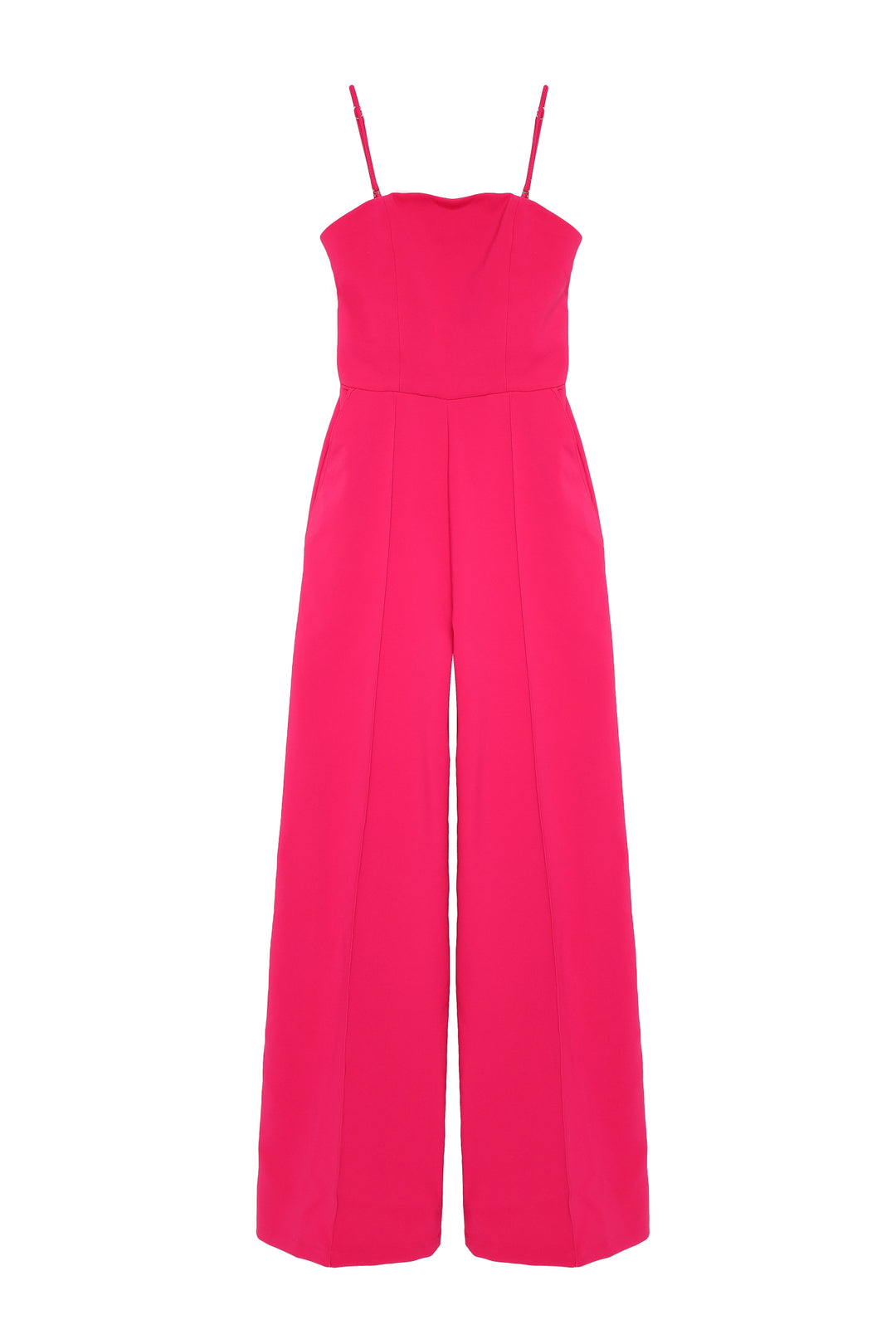 Pocket Detailed Wide Leg Jumpsuit Fuchsia