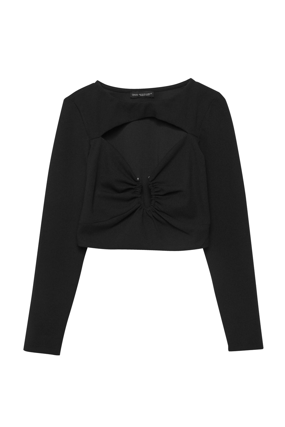 Window Detailed Crop Blouse Black