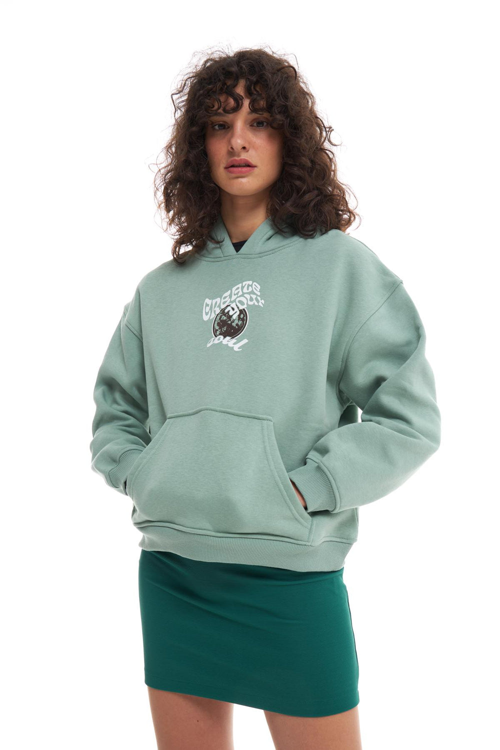 Kanguru Cepli Kapüşonlu Sweatshirt Mint