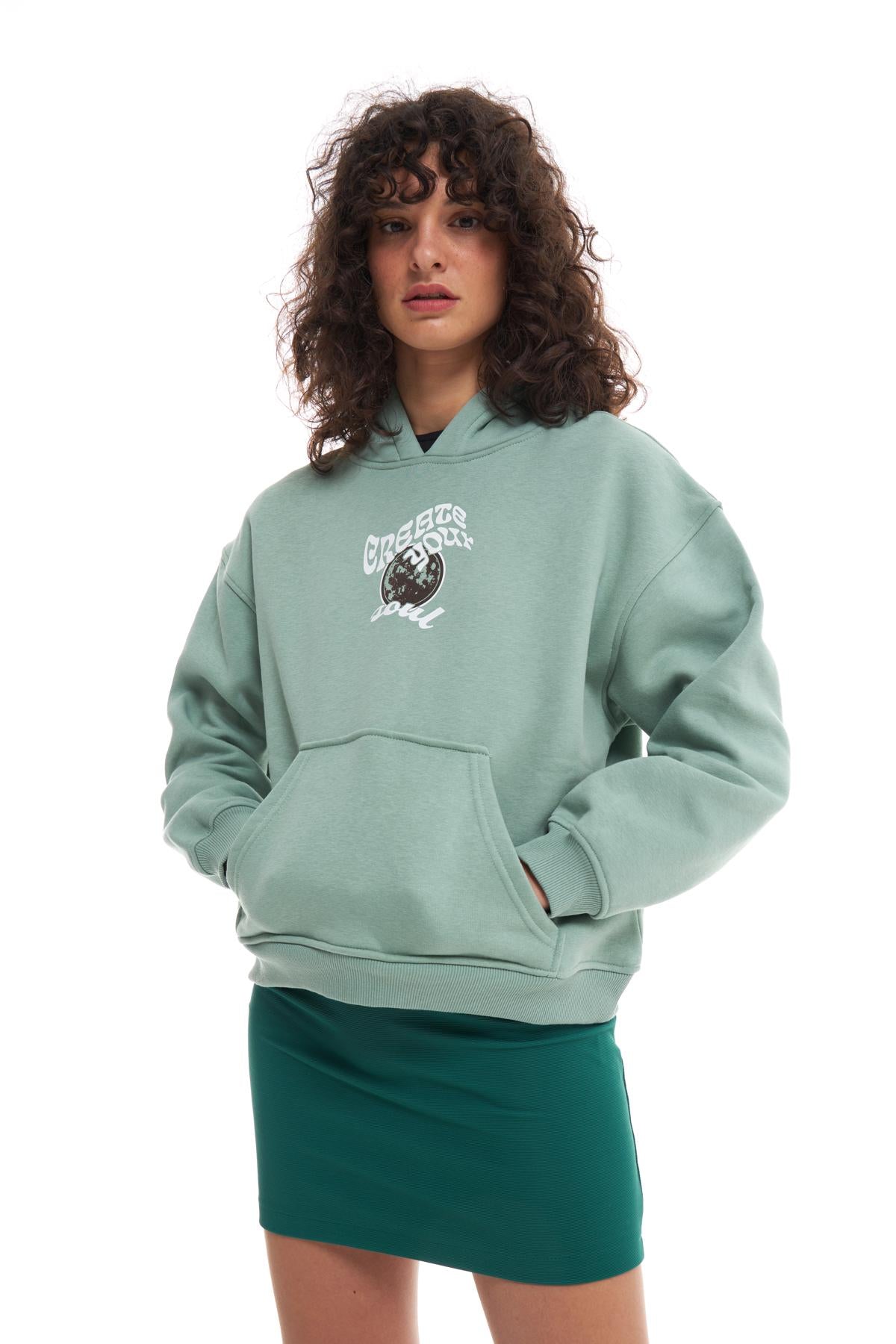 Kangaroo Pocket Hooded Sweatshirt Mint