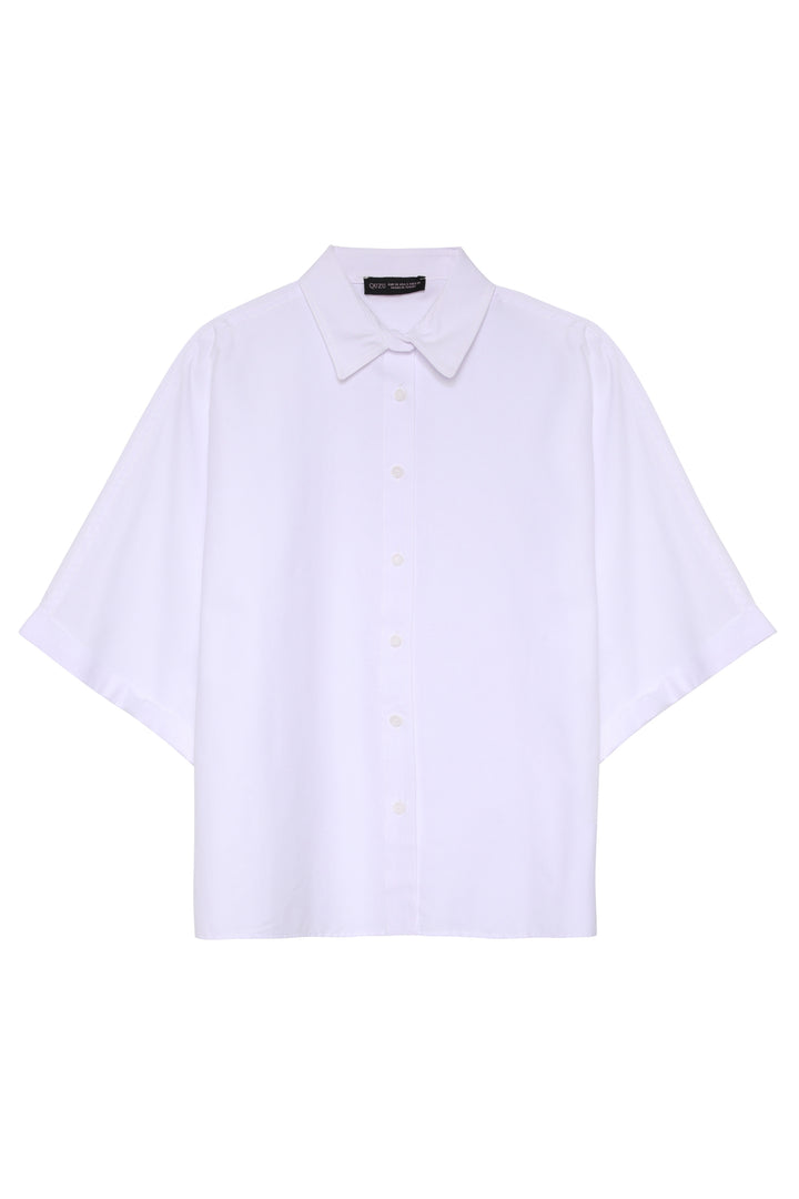 Kısa Kol Oversize Gömlek Beyaz