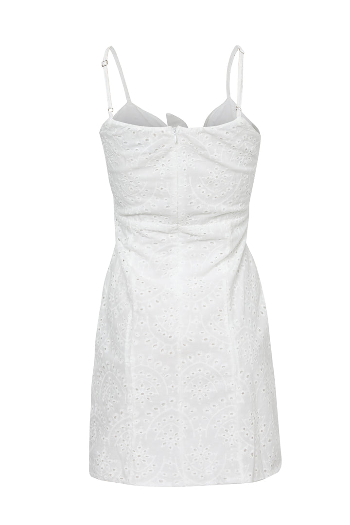 Knot Detailed Strap Mini Dress White