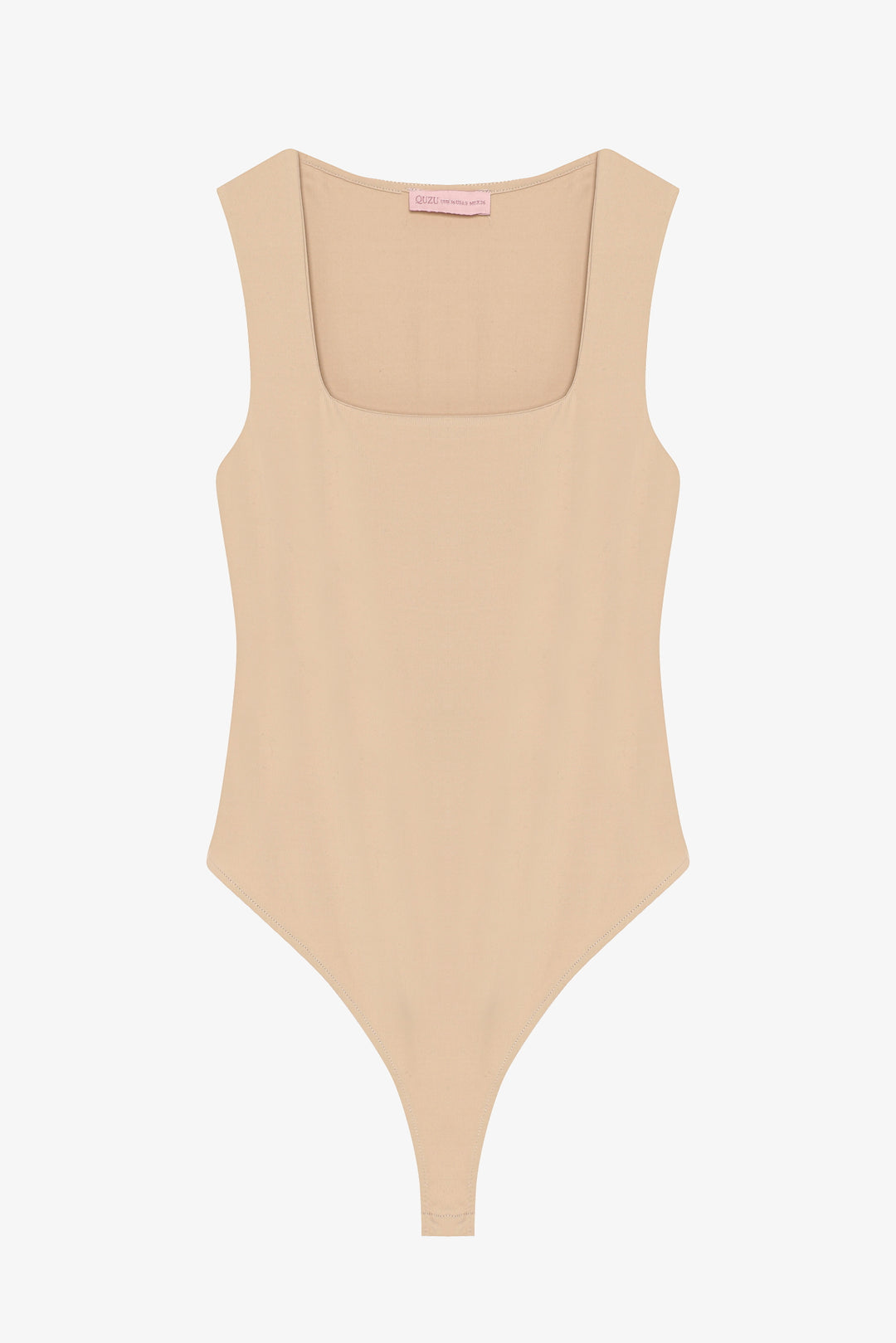 Kare Yaka Basic Bodysuit Bej