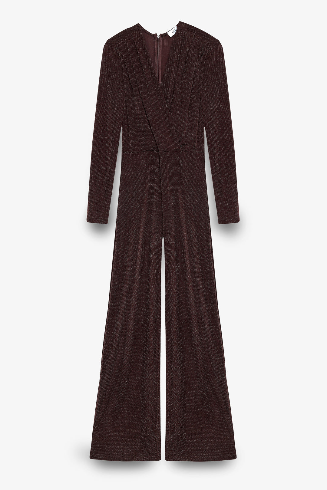 Simli Kruvaze Yaka Uzun Tulum Kahverengi