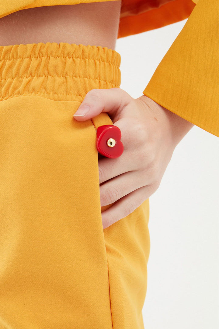 Gold Stone Heart Big Ring Red