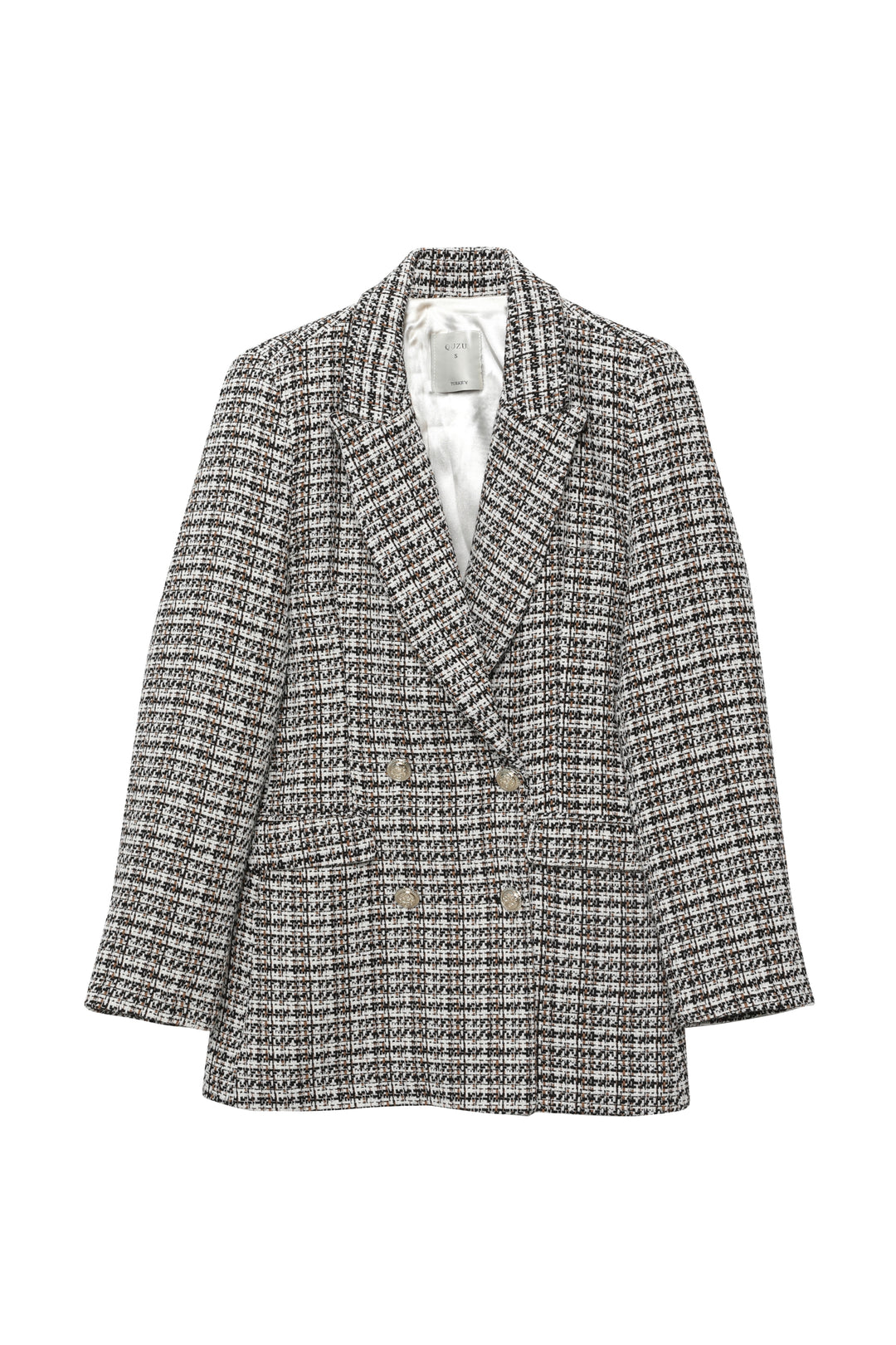 Kruvaze Yaka Düğme Detaylı Tüvit Blazer Ceket Siyah