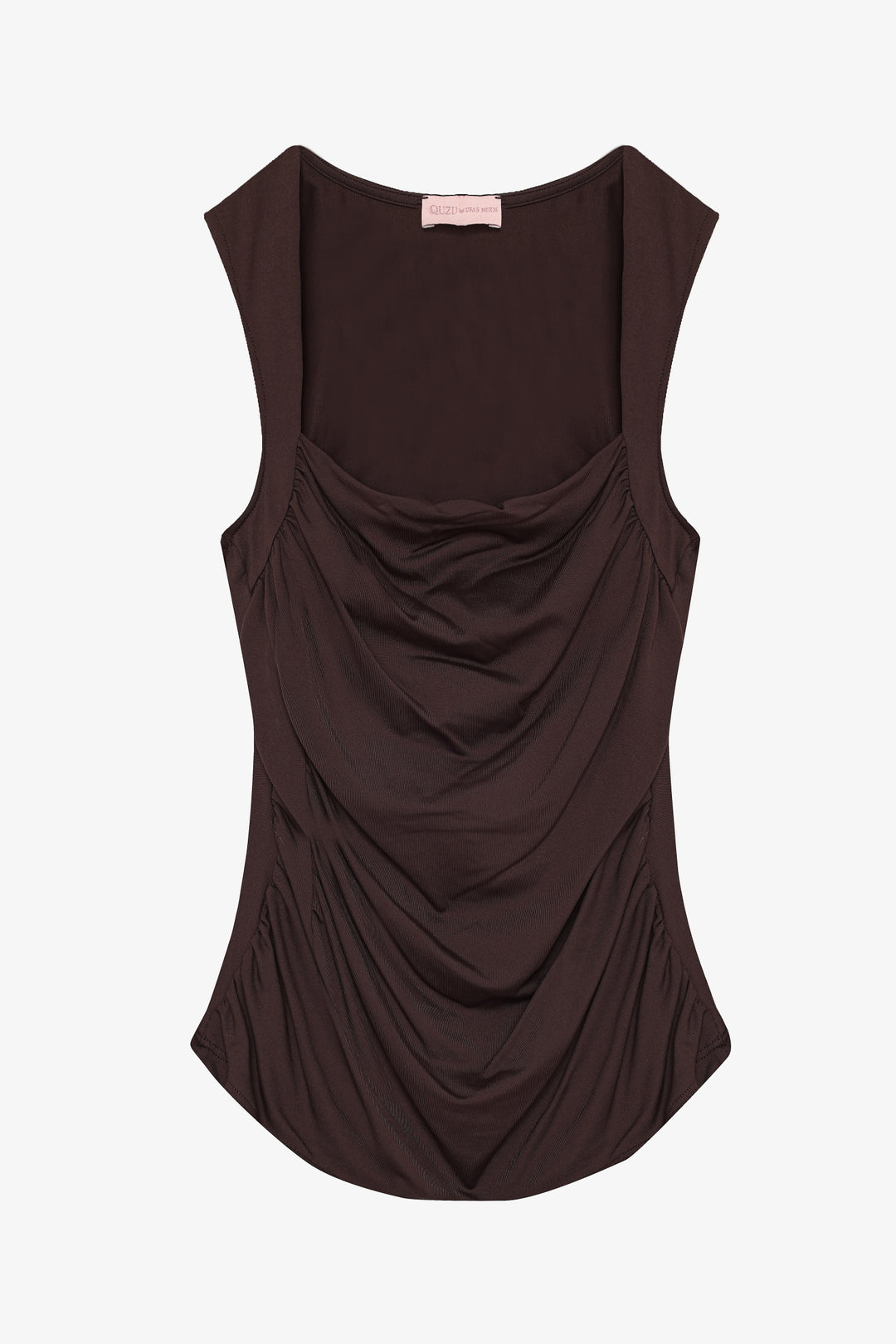 Büzgülü Kolsuz Bluz Kahverengi