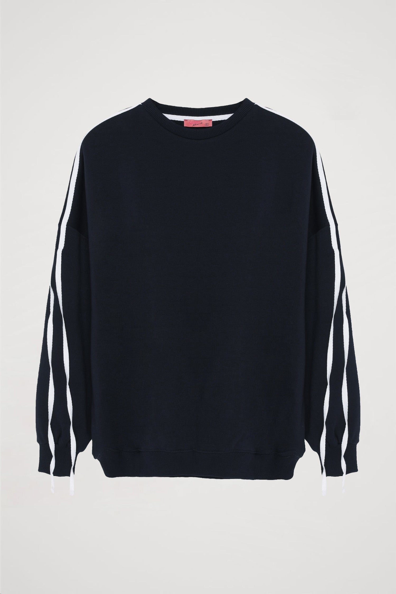 Kolları Şerit Detaylı Sweatshirt Lacivert