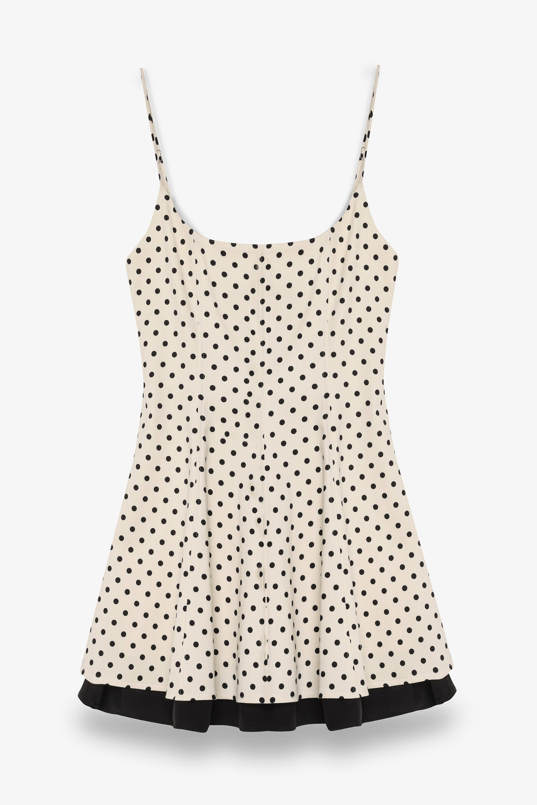 Puantiyeli Askılı Mini Elbise Krem