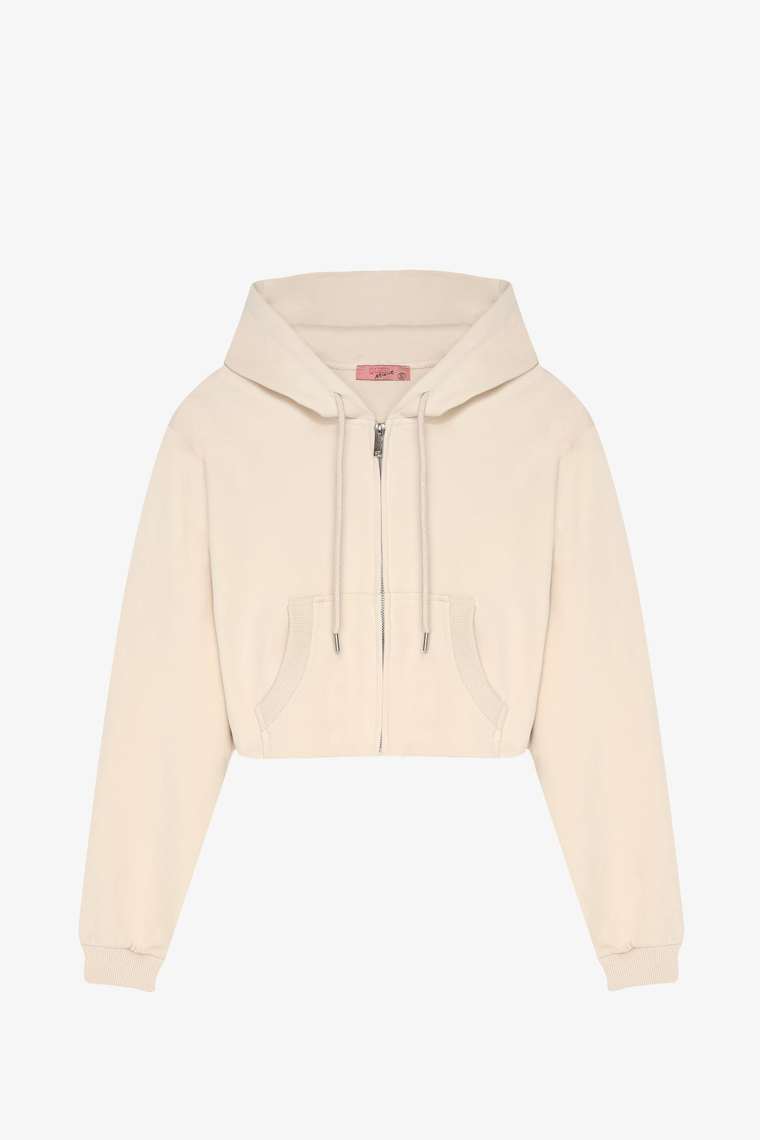 Kapüşonlu Fermuarlı Basic Sweatshirt Bej