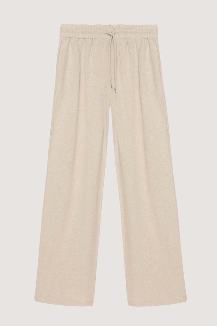 Beli Lastikli Keten Pantolon Naturel