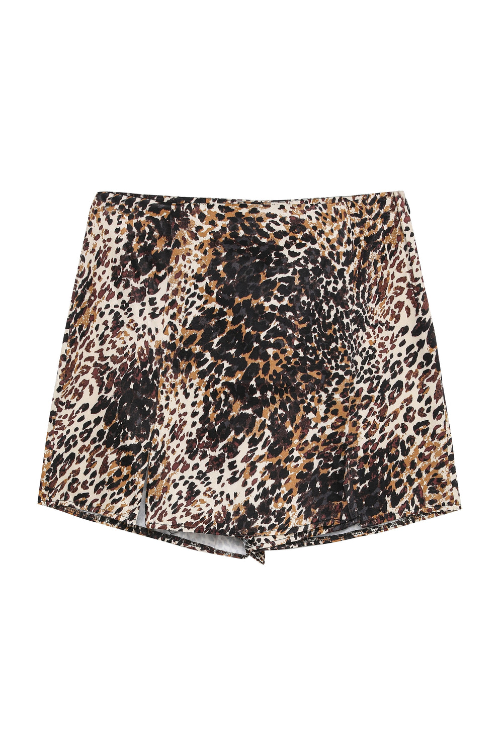 Leopard Patterned Satin Shorts Brown