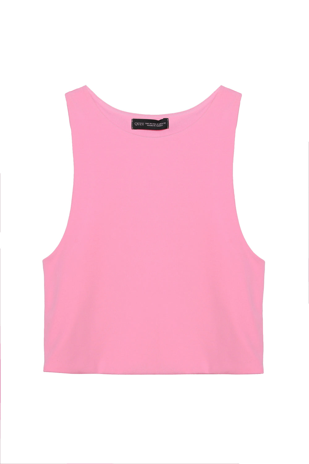 Bisiklet Yaka Askılı Crop Bluz Pembe