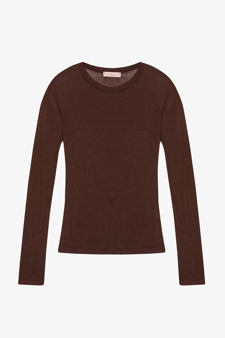 Bisiklet Yaka Basic Bluz Kahverengi