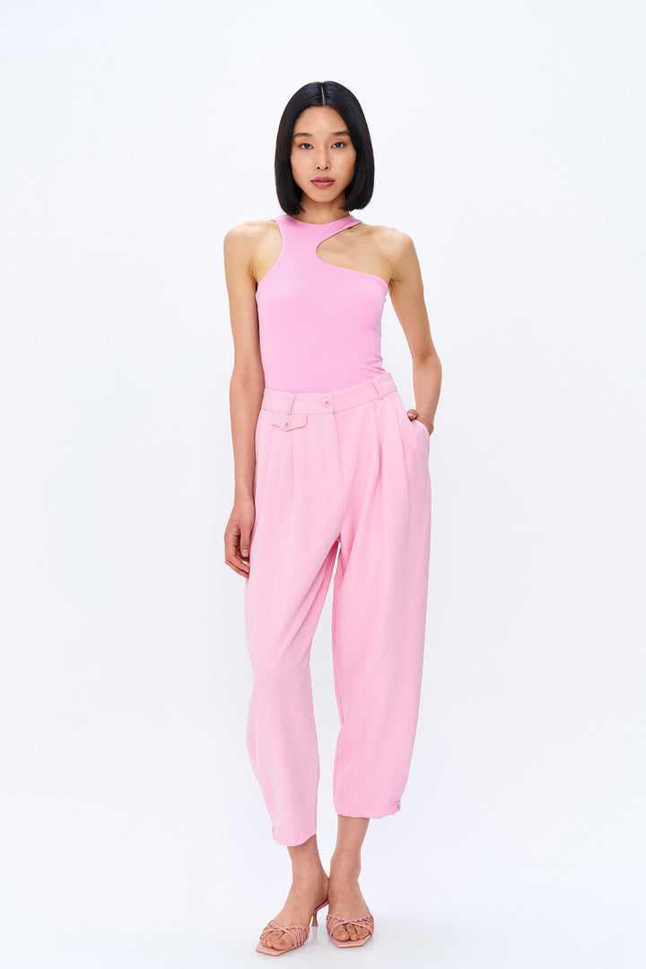 Dekolte Detaylı Bodysuit Pembe