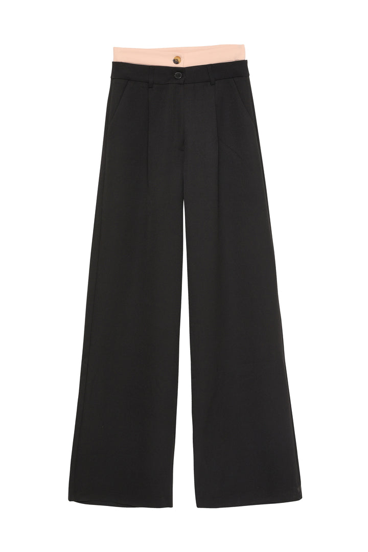 Waist Detailed Palazzo Trousers Black