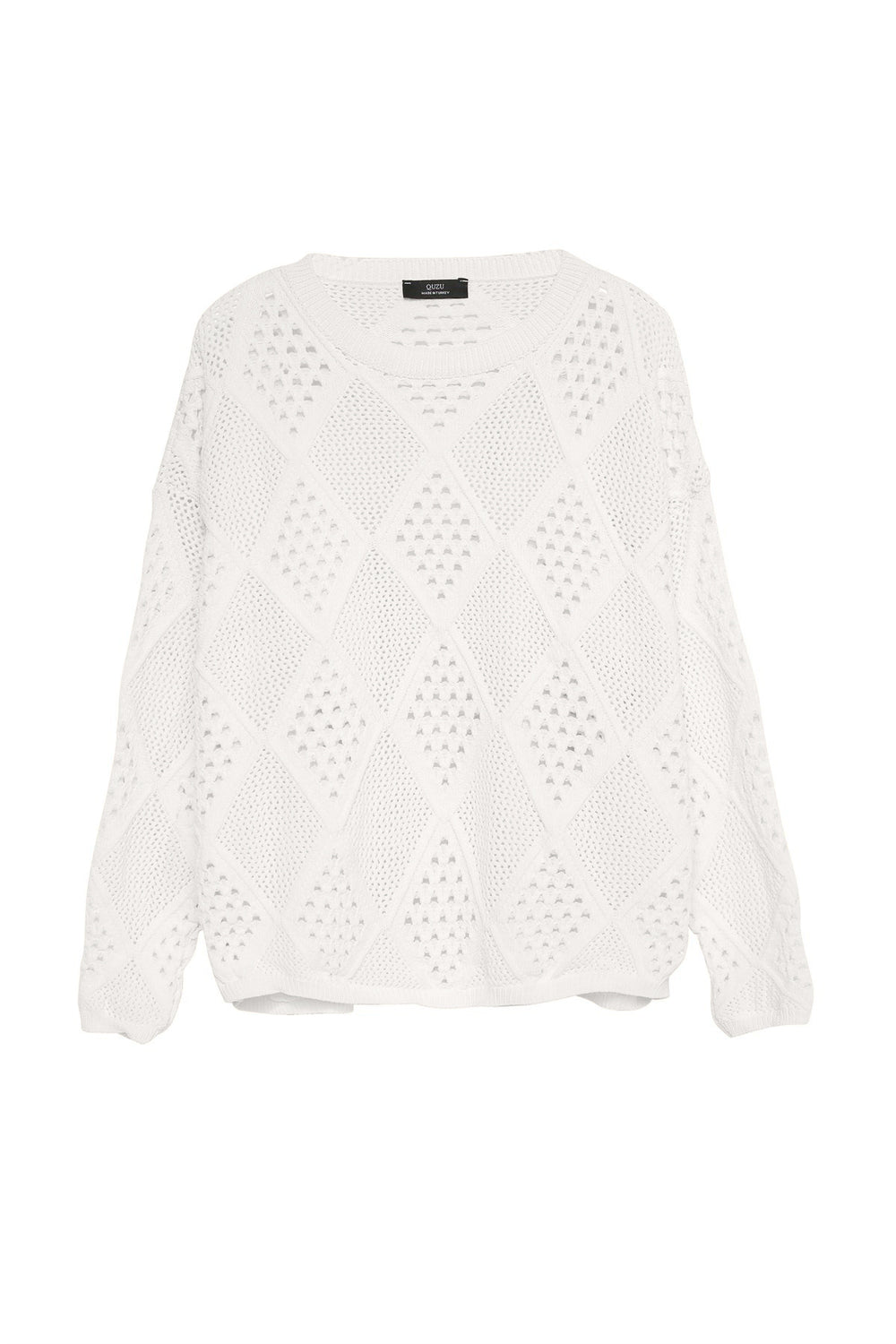 Crew Neck Perforated Knitwear Ecru