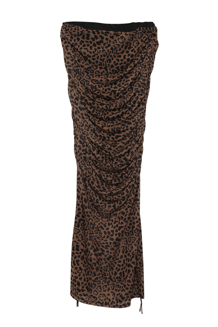 Lepoar Patterned Pleated Skirt Brown