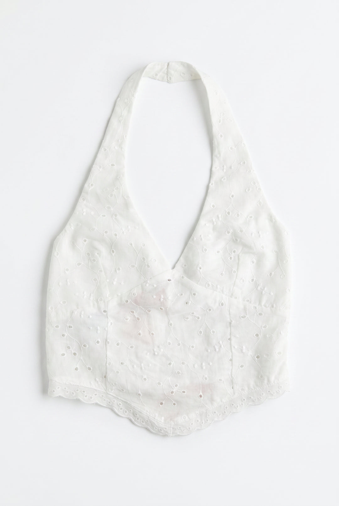 Halter Yaka İşlemeli Bluz Ekru