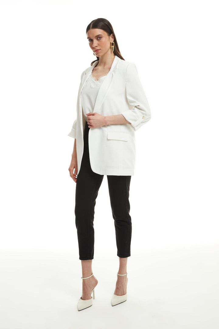 Duble Kol Blazer Ceket Ekru
