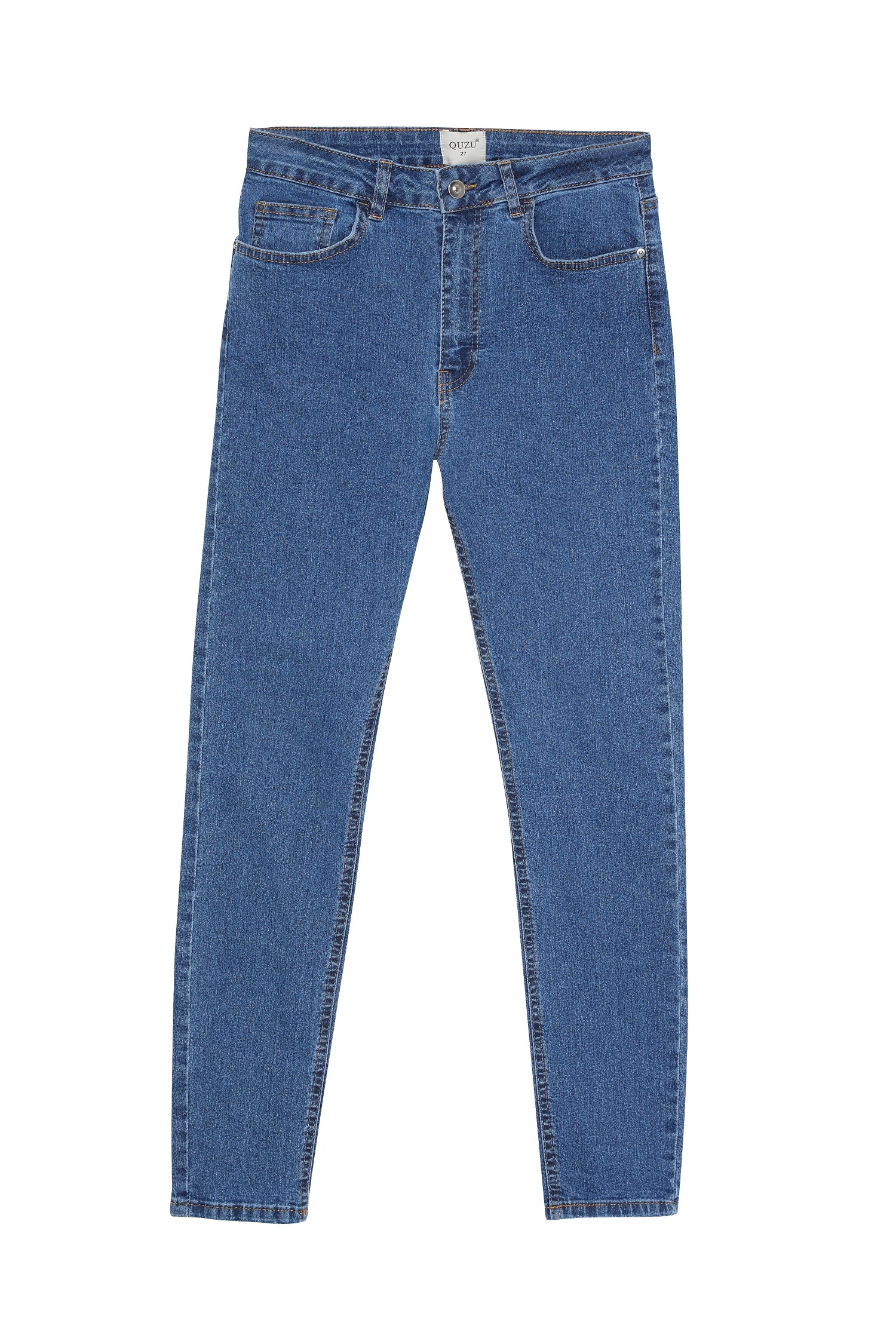 High Waist Slim Leg Jeans Trousers Blue