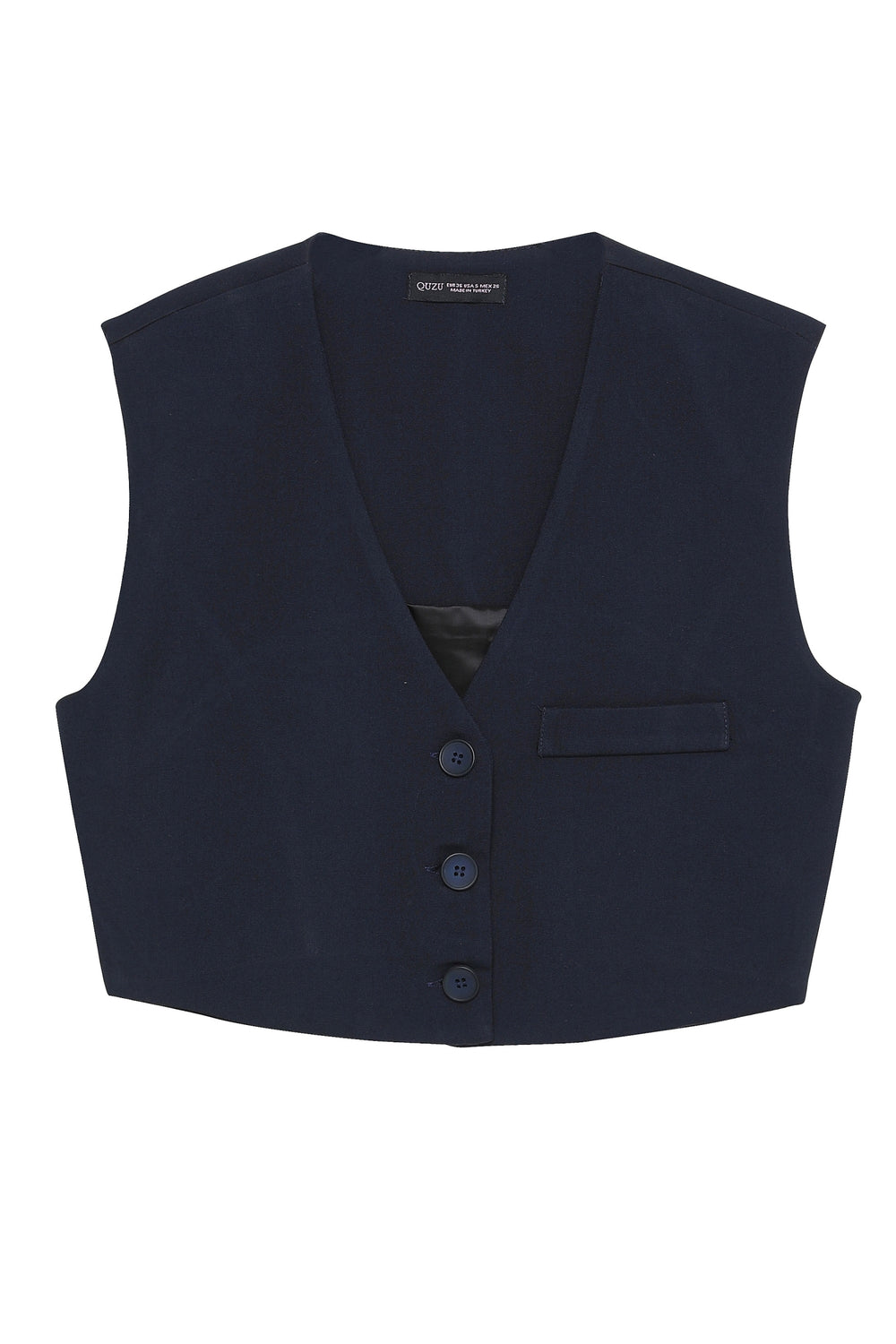 Button Detailed Vest Jacket Navy Blue