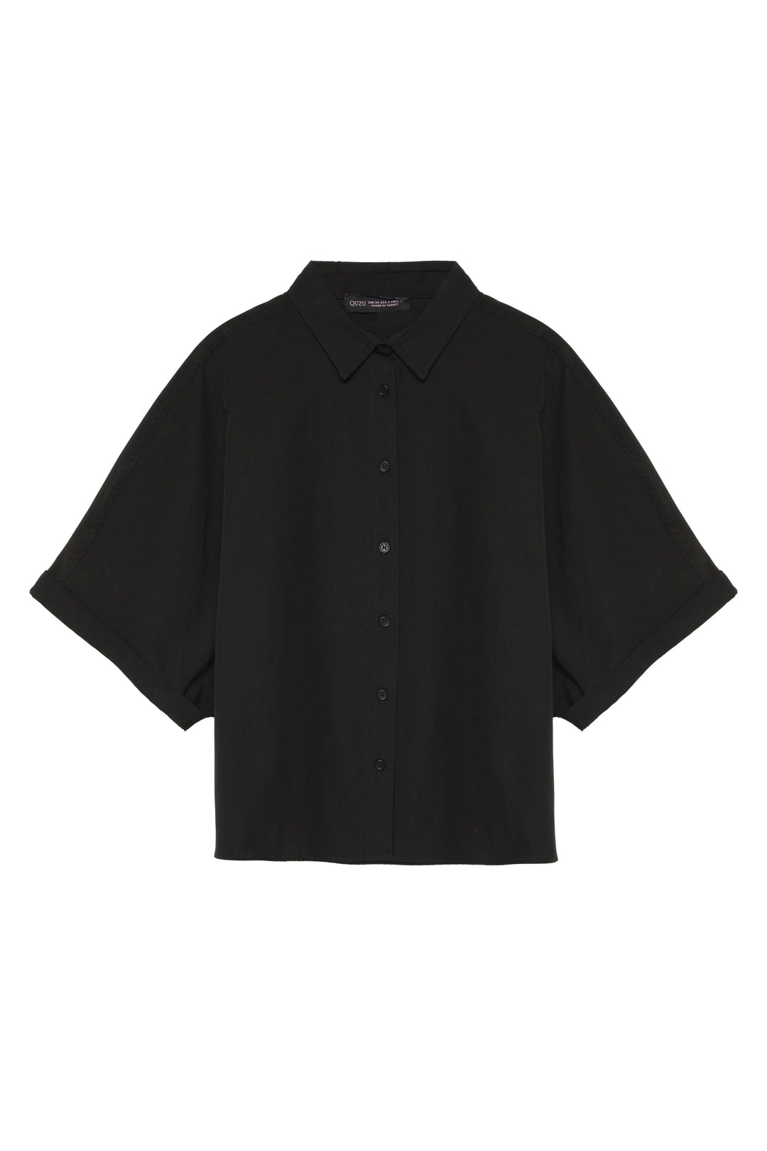 Kısa Kol Oversize Gömlek Siyah