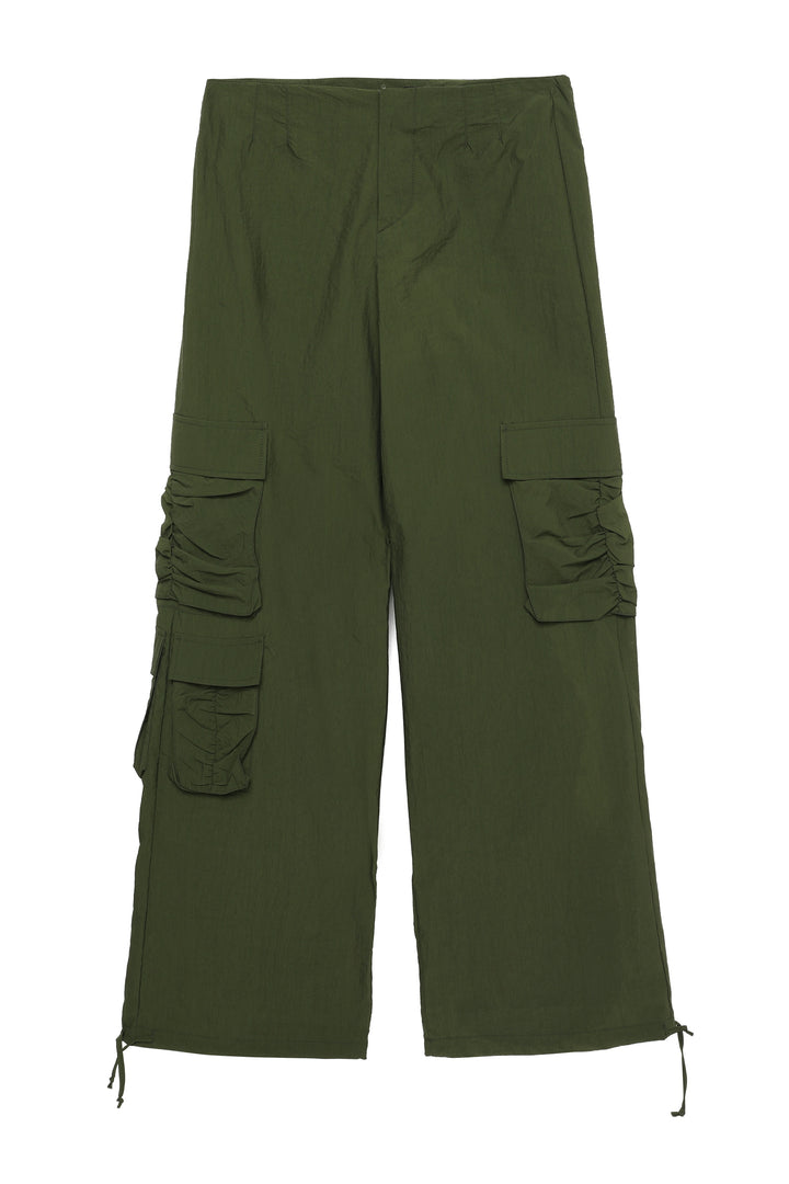 Elastic Parachute Trousers Khaki