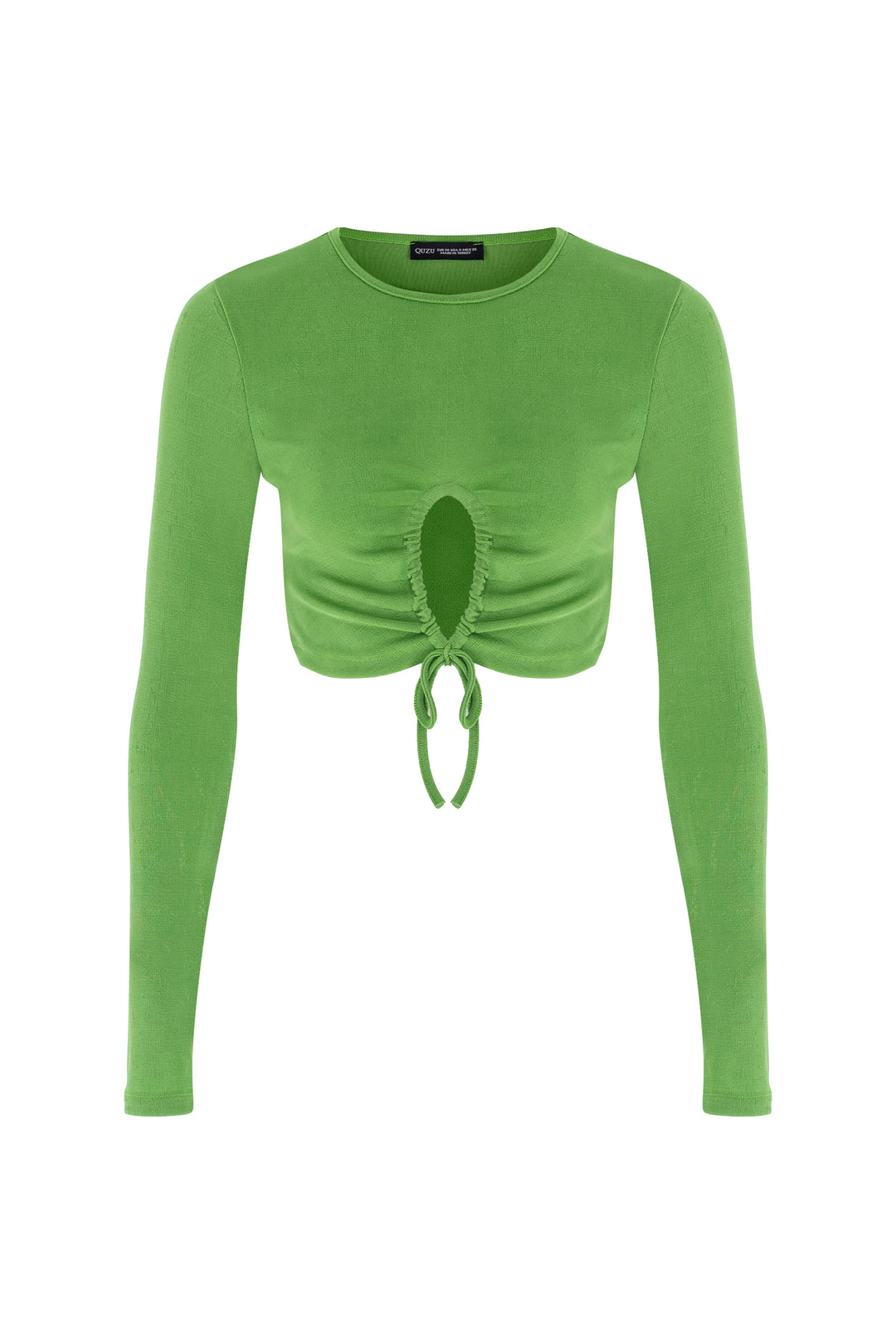 Dekolte Detaylı Crop Bluz Yeşil