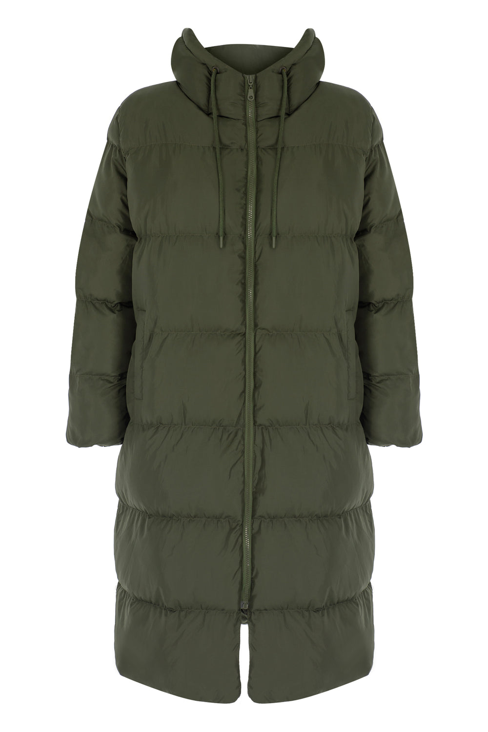 Hooded Long Inflatable Coat Khaki