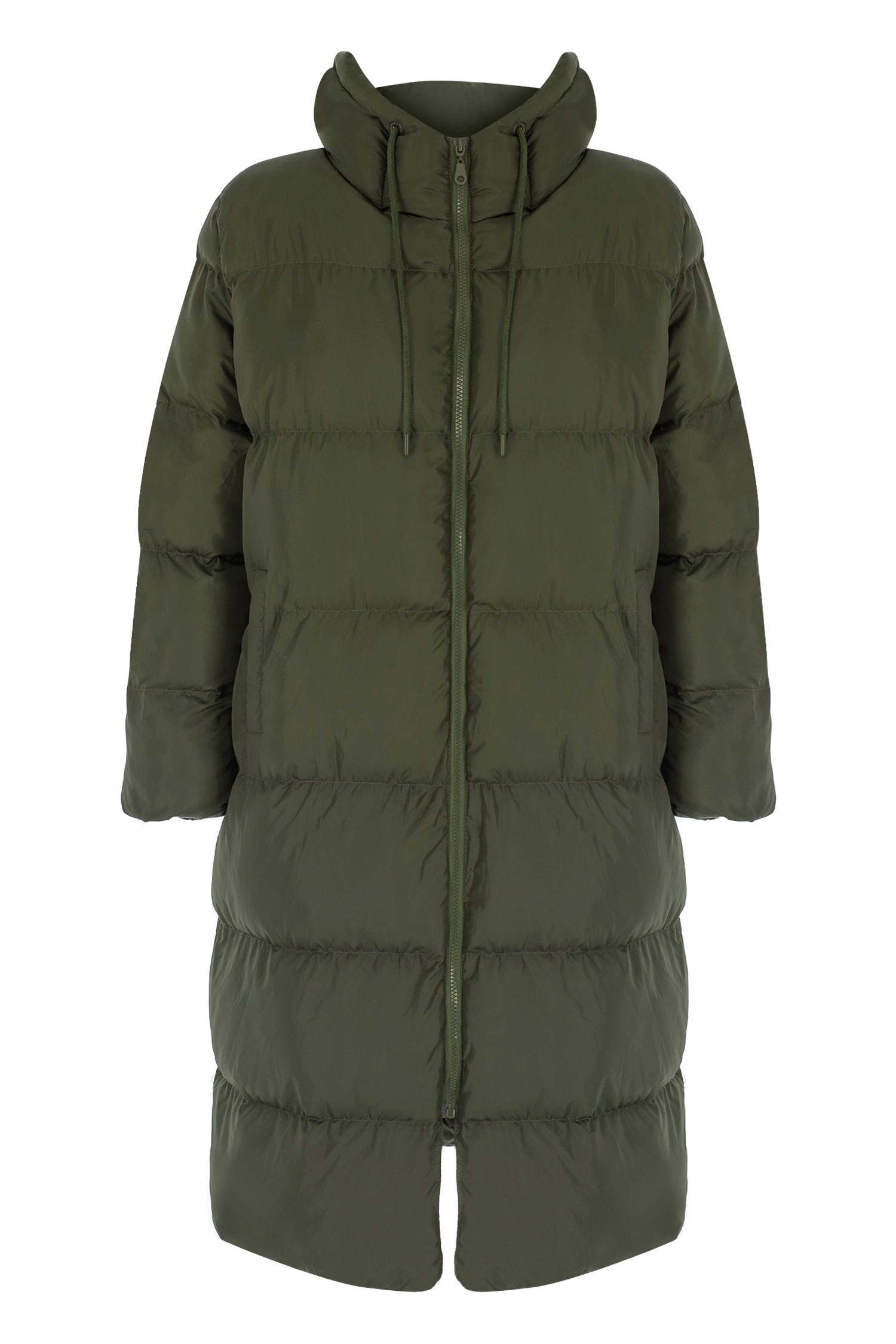 Hooded Long Inflatable Coat Khaki