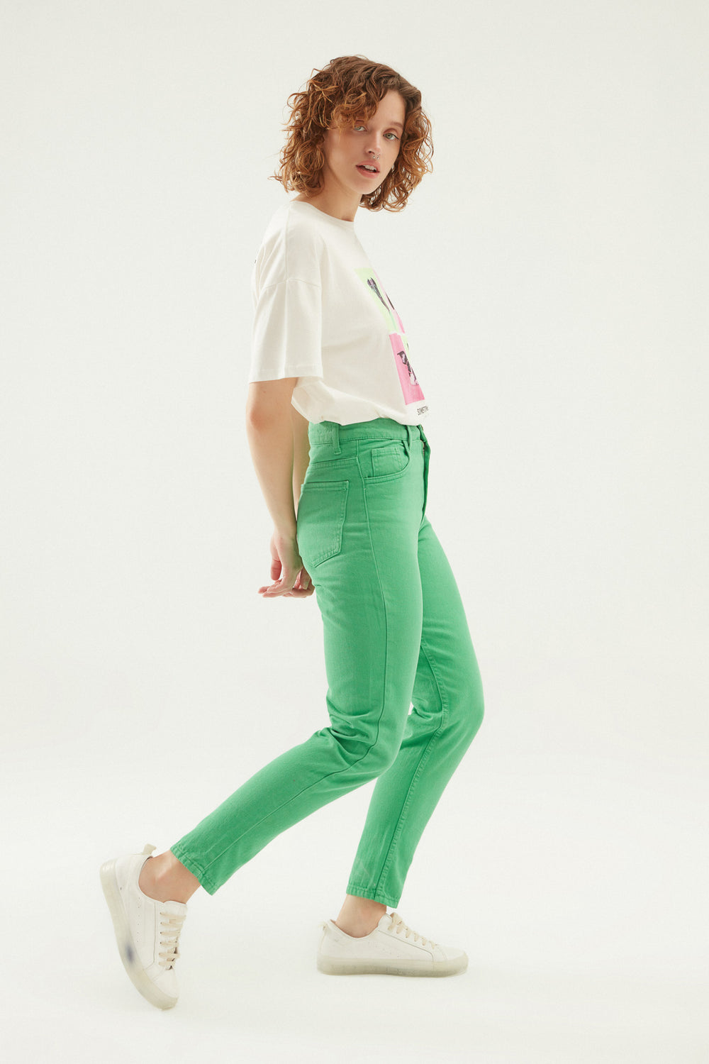 Gabardine Mom Jean Light Green