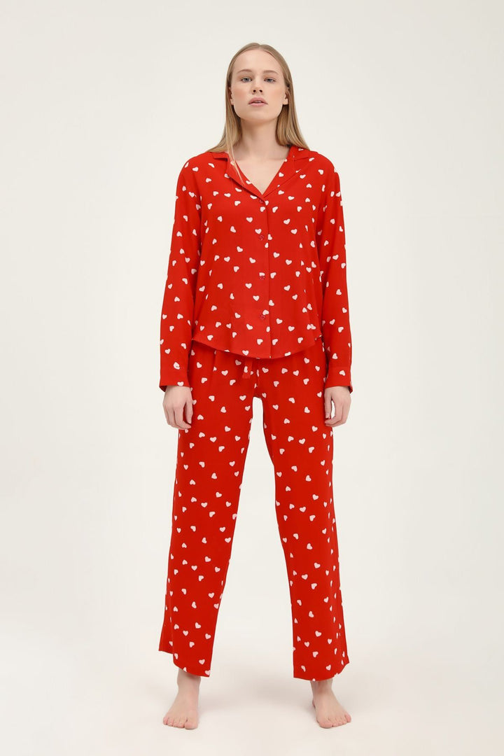 Kalpli Pijama Takımı Kırmızı
