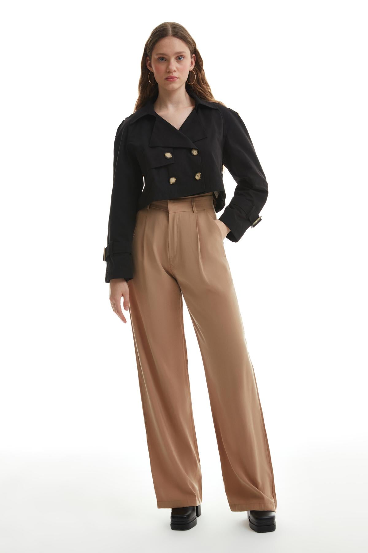 Palazzo Fabric Trousers Stone