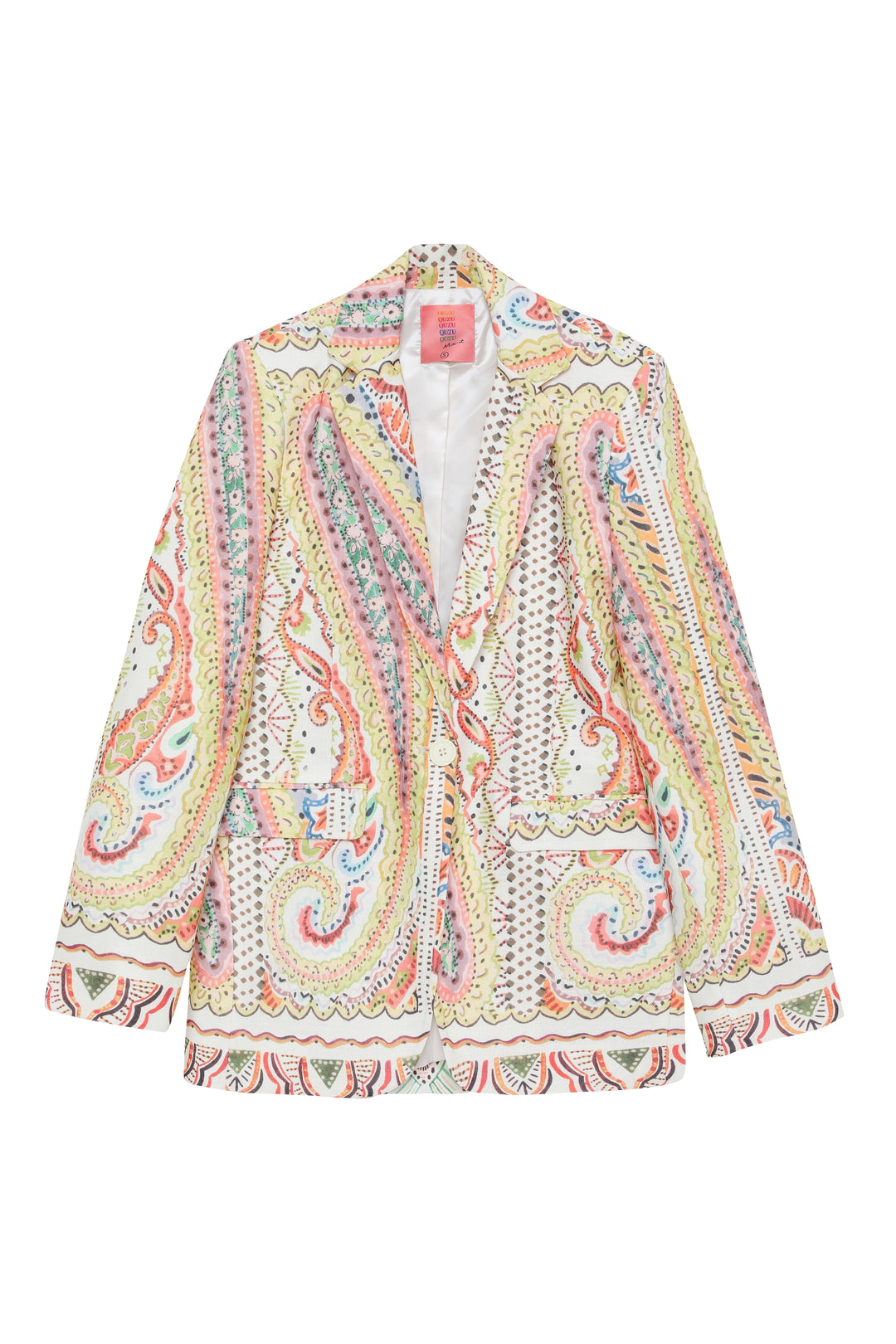 Colorful Patterned Blazer Jacket Natural