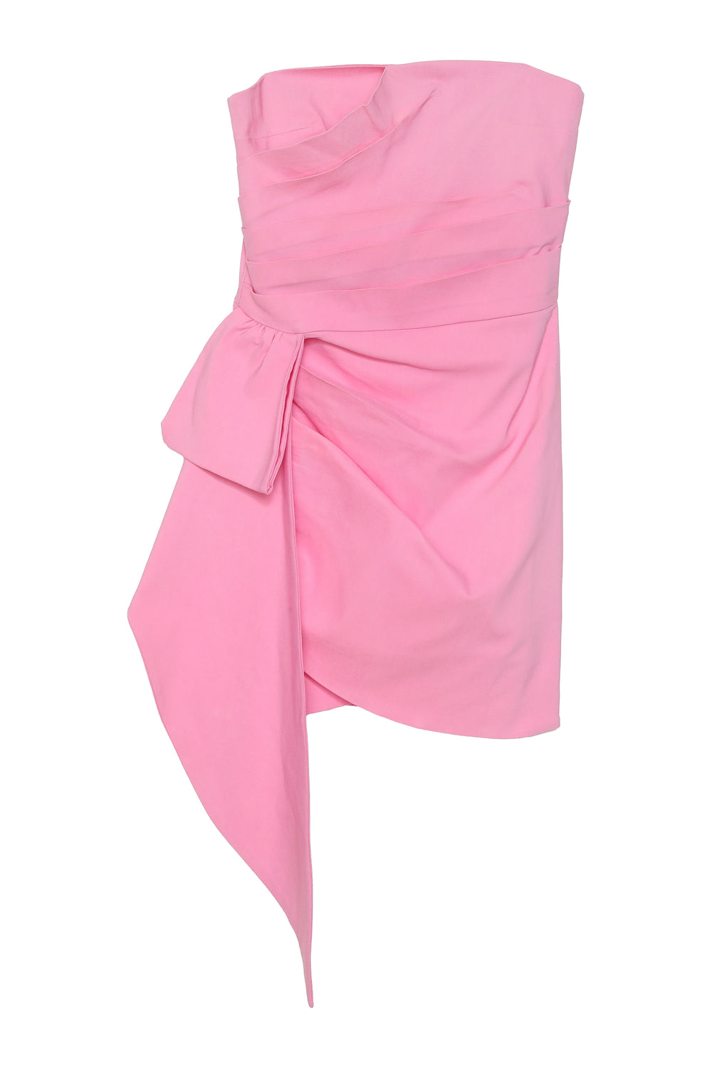 Drape Detaylı Straplez Mini Elbise Pembe