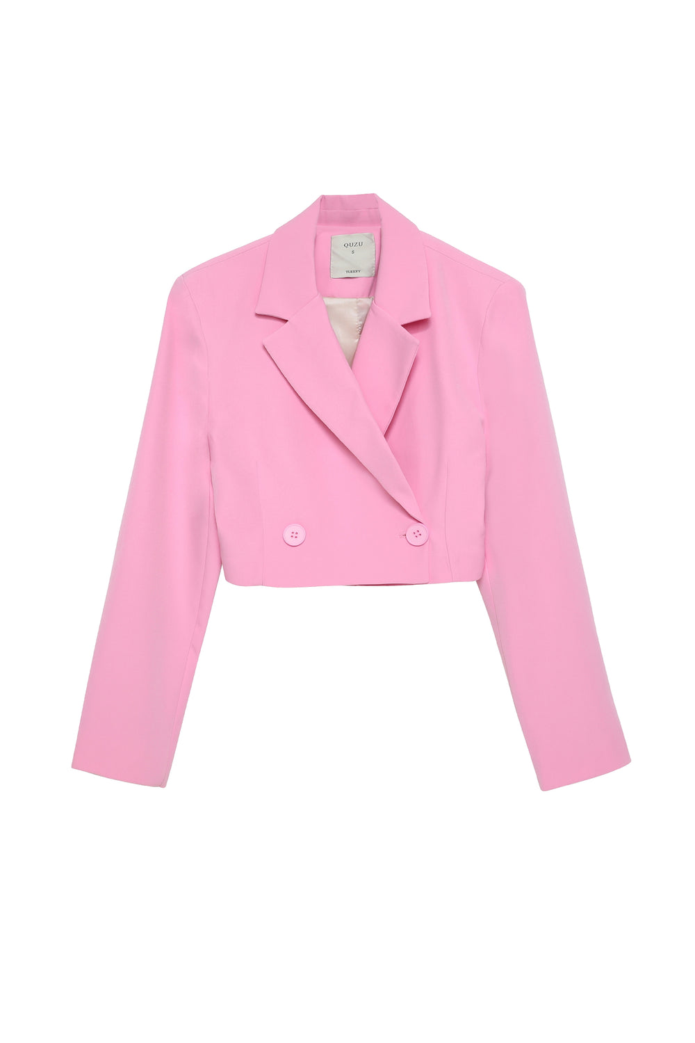 Double Breasted Crop Blazer Jacket Pink