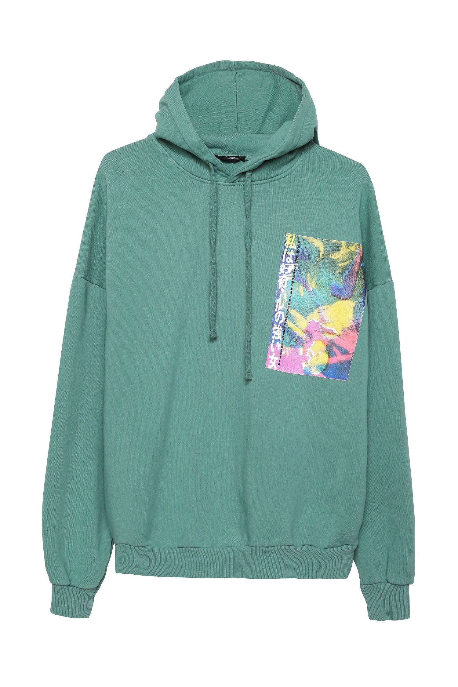 Print Detailed Hoodie Sweatshirt Mint