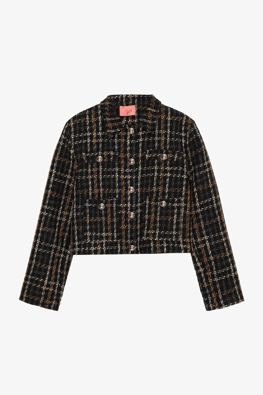 Çift Cepli Düğmeli Tüvit Ceket Siyah