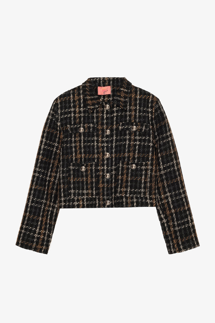 Çift Cepli Düğmeli Tüvit Ceket Siyah